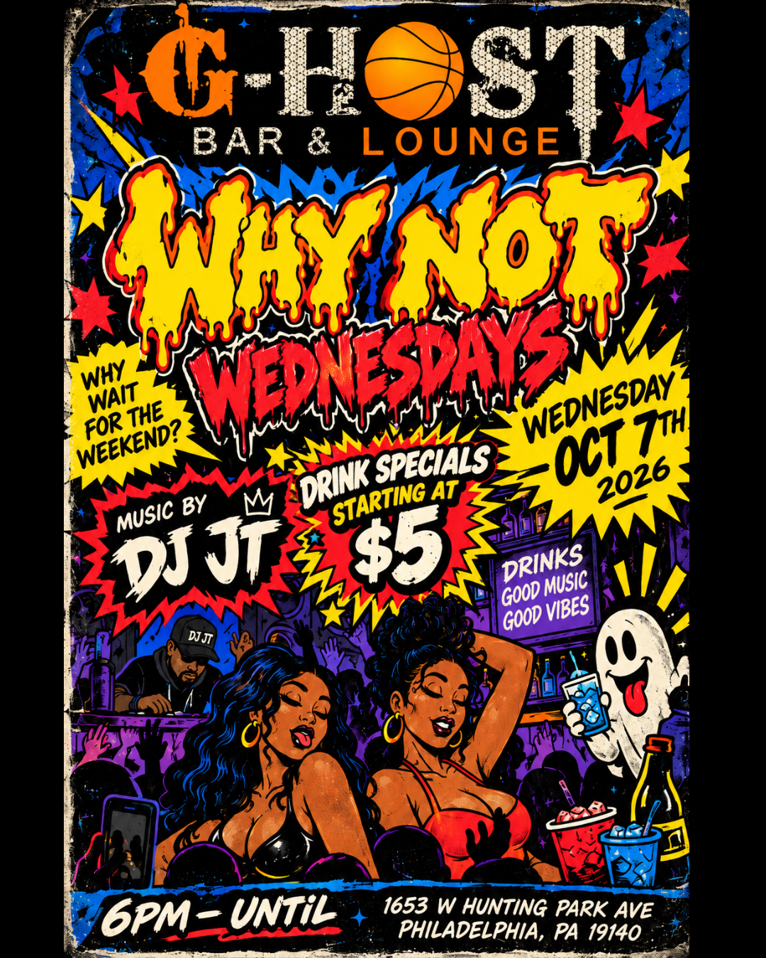 Why Not Wednesdays at Ghost Bar & Lounge original event flyer